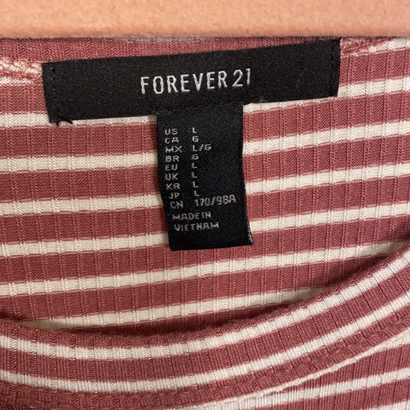 2/$10- FOREVER 21- Dress Short Sleeve Tunic Ruffle Hem Striped Stretch - Picture 6 of 7